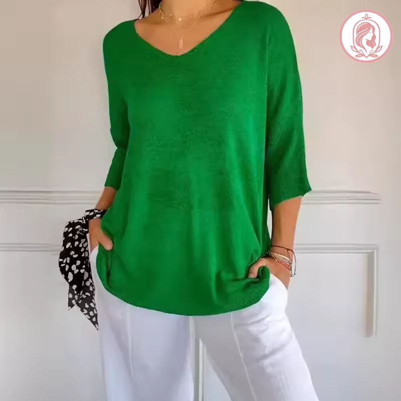 [Pague 3, Leve 5] Kit de Blusas Femininas Elina com Gola V em Tricô com Algodão e Poliéster