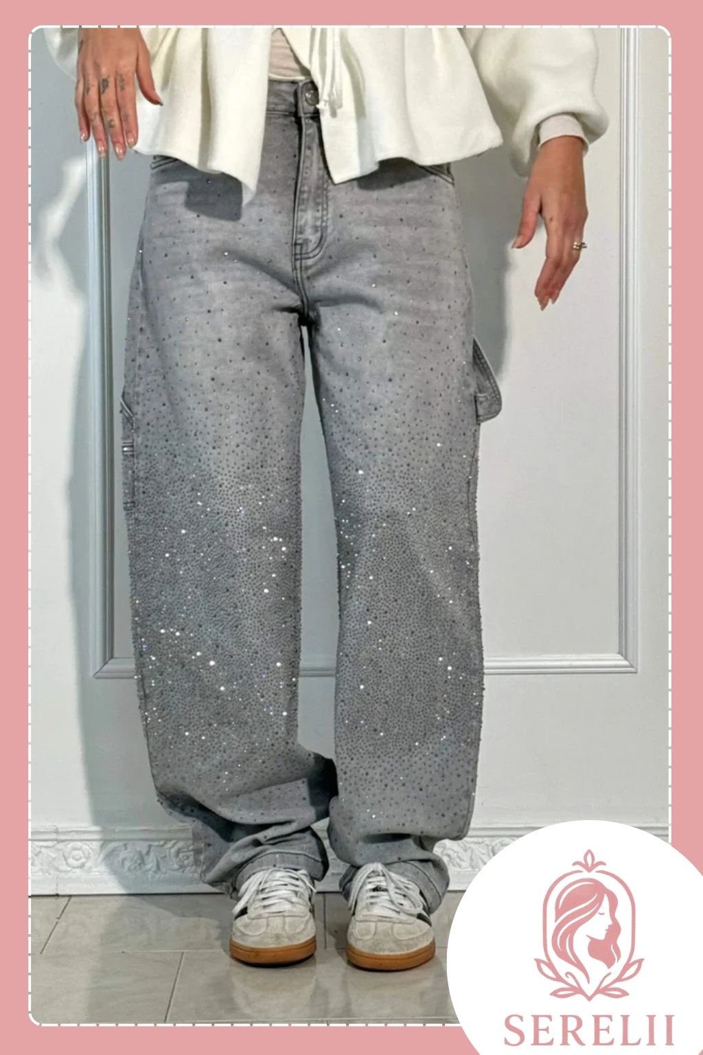[PAGUE 2 LEVE 3] Calça Feminina Shine Wide Leg em Jeans Premium e Seda Gelo