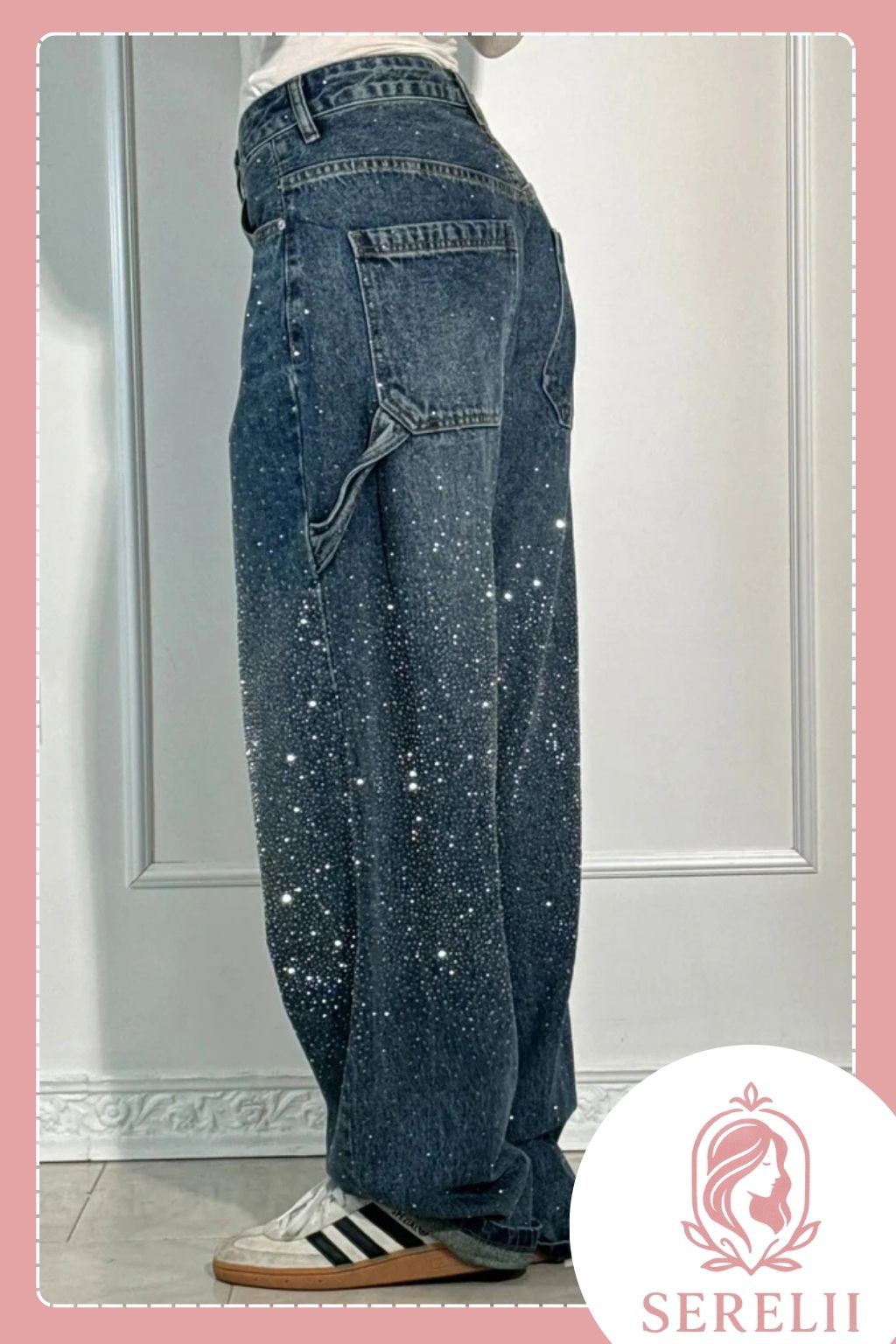 [PAGUE 2 LEVE 3] Calça Feminina Shine Wide Leg em Jeans Premium e Seda Gelo