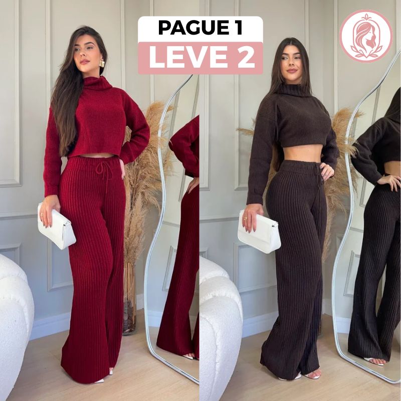 [Leve 2, Pague 1] Conjunto Tainara Feminino em Malha de Seda Gelo e Algodão Pima (O Queridinho Para 2025!)