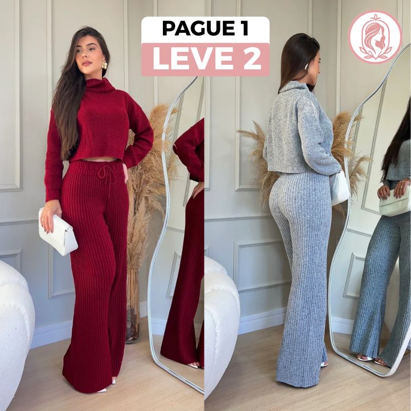 [Leve 2, Pague 1] Conjunto Tainara Feminino em Malha de Seda Gelo e Algodão Pima (O Queridinho Para 2025!)